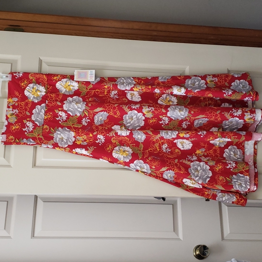 LuLaRoe red floral strapless dress